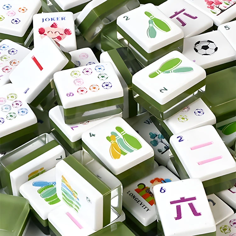 Akrylowe płytki Mahjong w kolorze armii zielonej