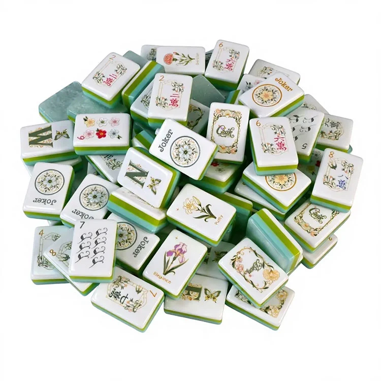 Eleganckie kwiatowe akrylowe płytki Mahjong